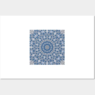 Blue and white abstract pattern background Posters and Art